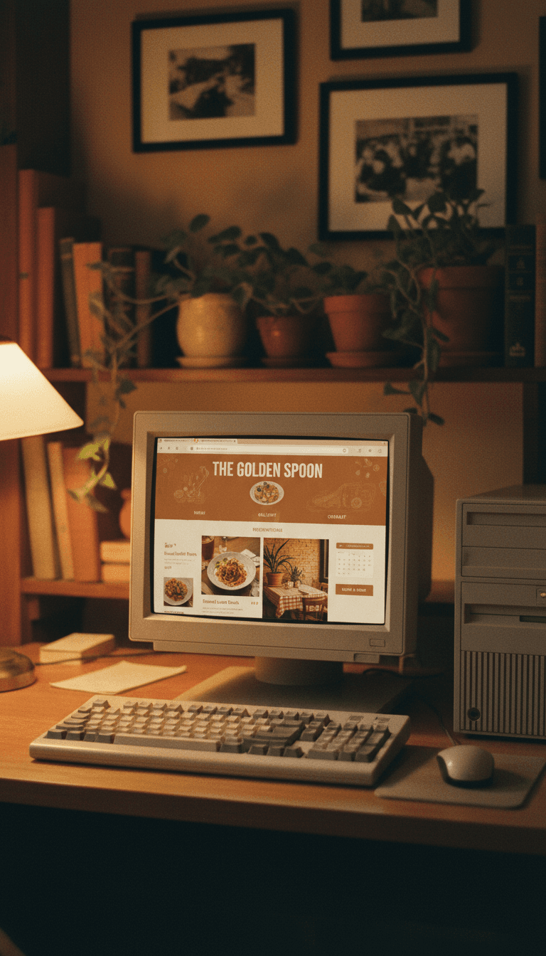 Website de restaurante com menu e sistema de reservas com atmosfera acolhedora